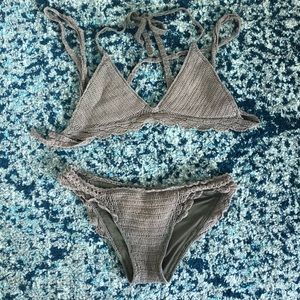 brown knit bikini set
